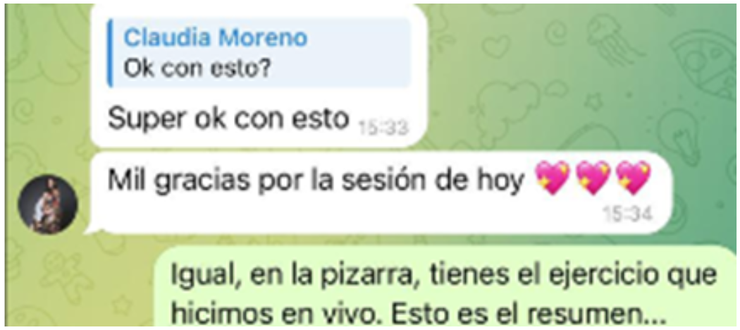«Mil gracias por la sesión de hoy»