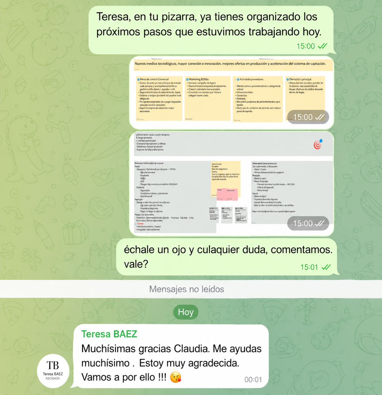Teresa · Próximos pasos claros tras cada sesión